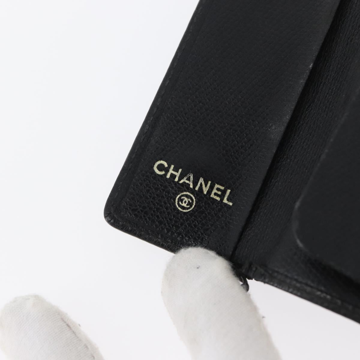 CHANEL Key Case Leather Black CC Auth 172555