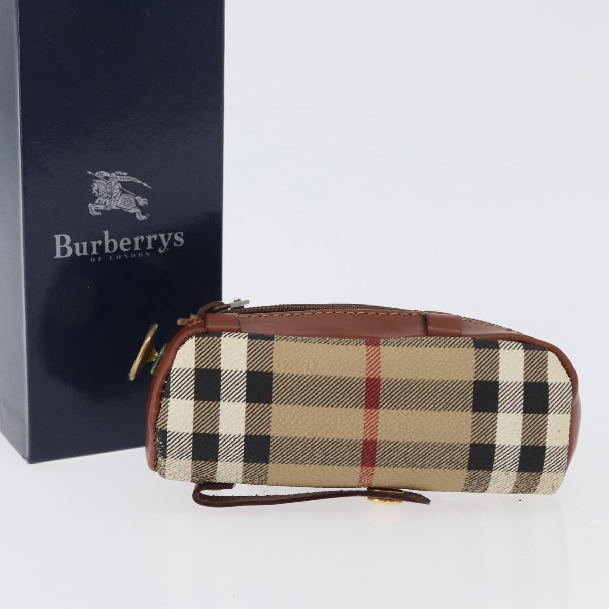 Burberrys Nova Check Golf Ball Case PVC Beige Auth 172556V