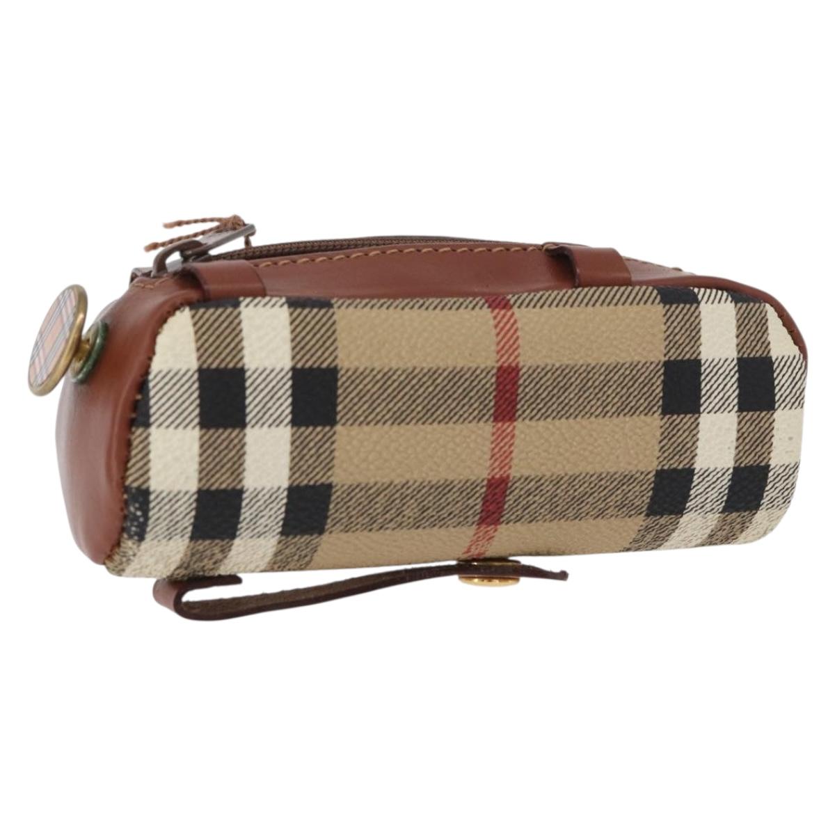 Burberrys Nova Check Golf Ball Case PVC Beige Auth 172556V