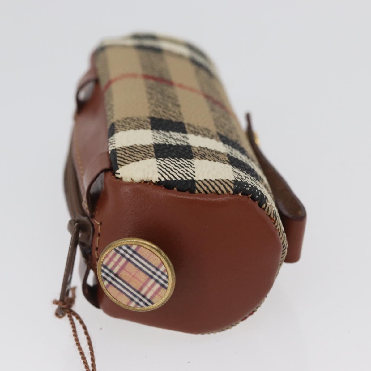 Burberrys Nova Check Golf Ball Case PVC Beige Auth 172556V