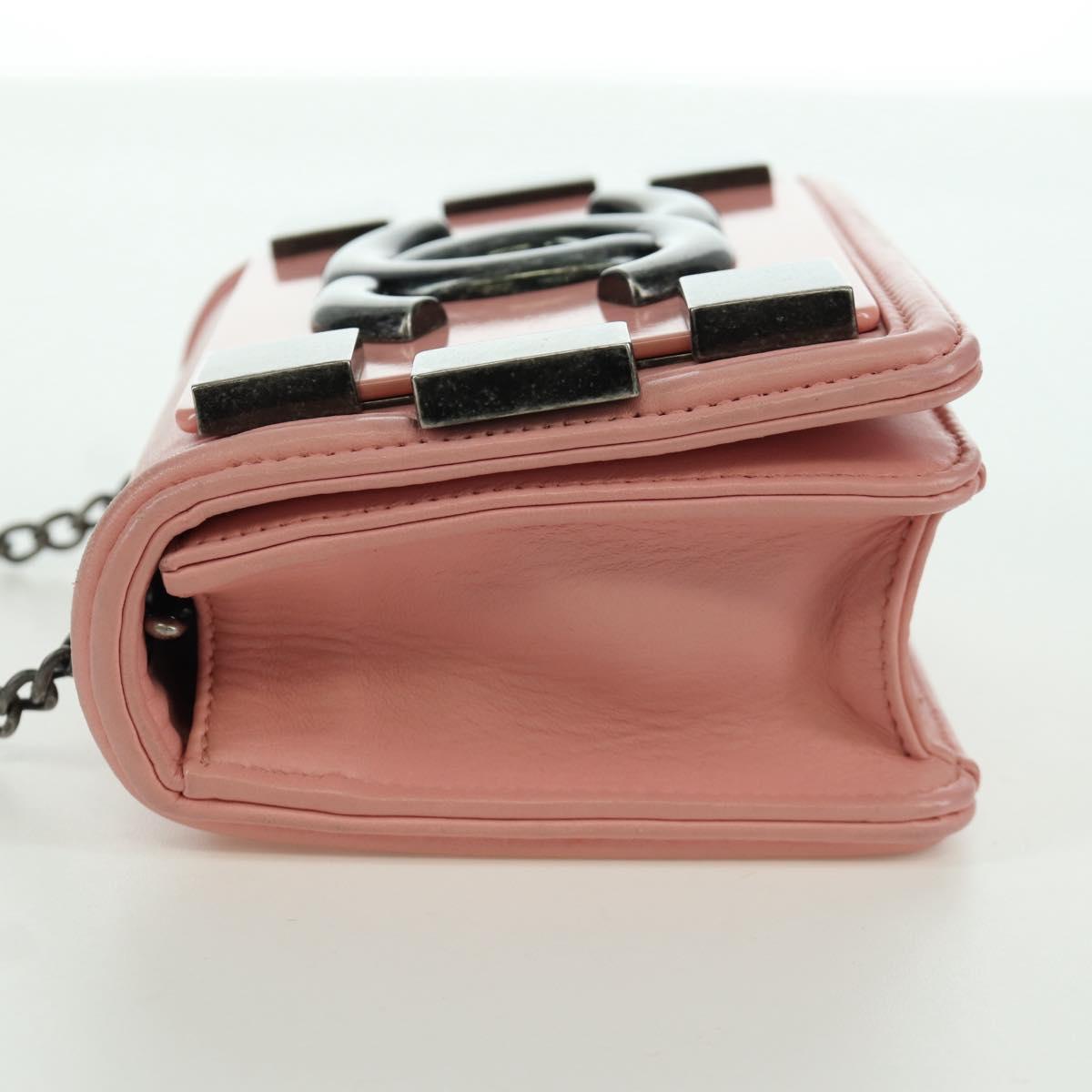 CHANEL Matelasse Lego Boy Chain Shoulder Bag Lamb Skin Pink CC Auth 172559SAM