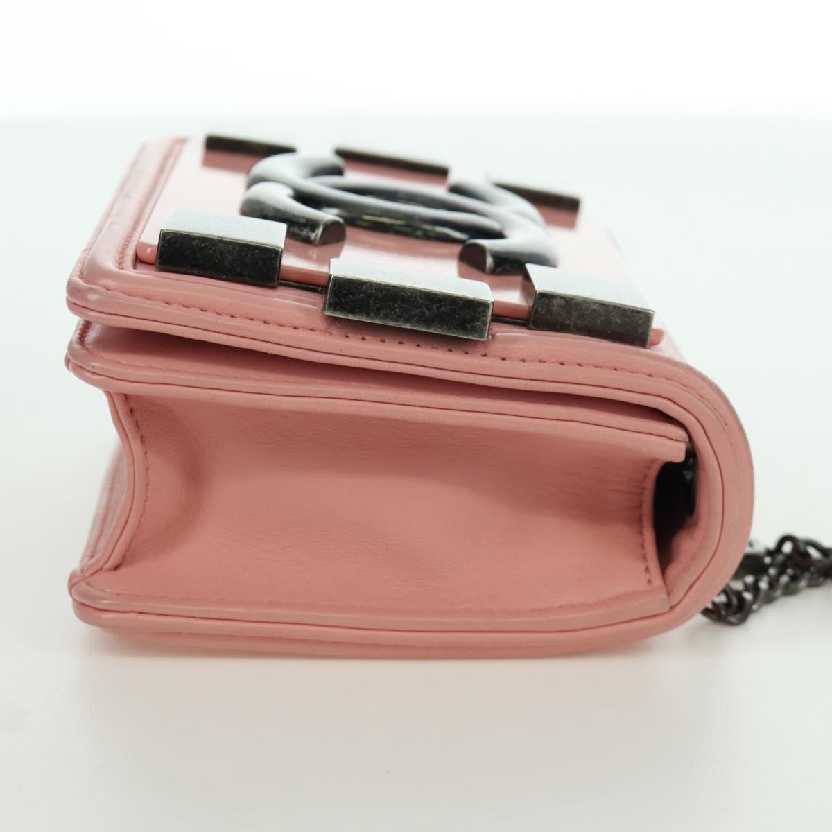 CHANEL Matelasse Lego Boy Chain Shoulder Bag Lamb Skin Pink CC Auth 172559SAM