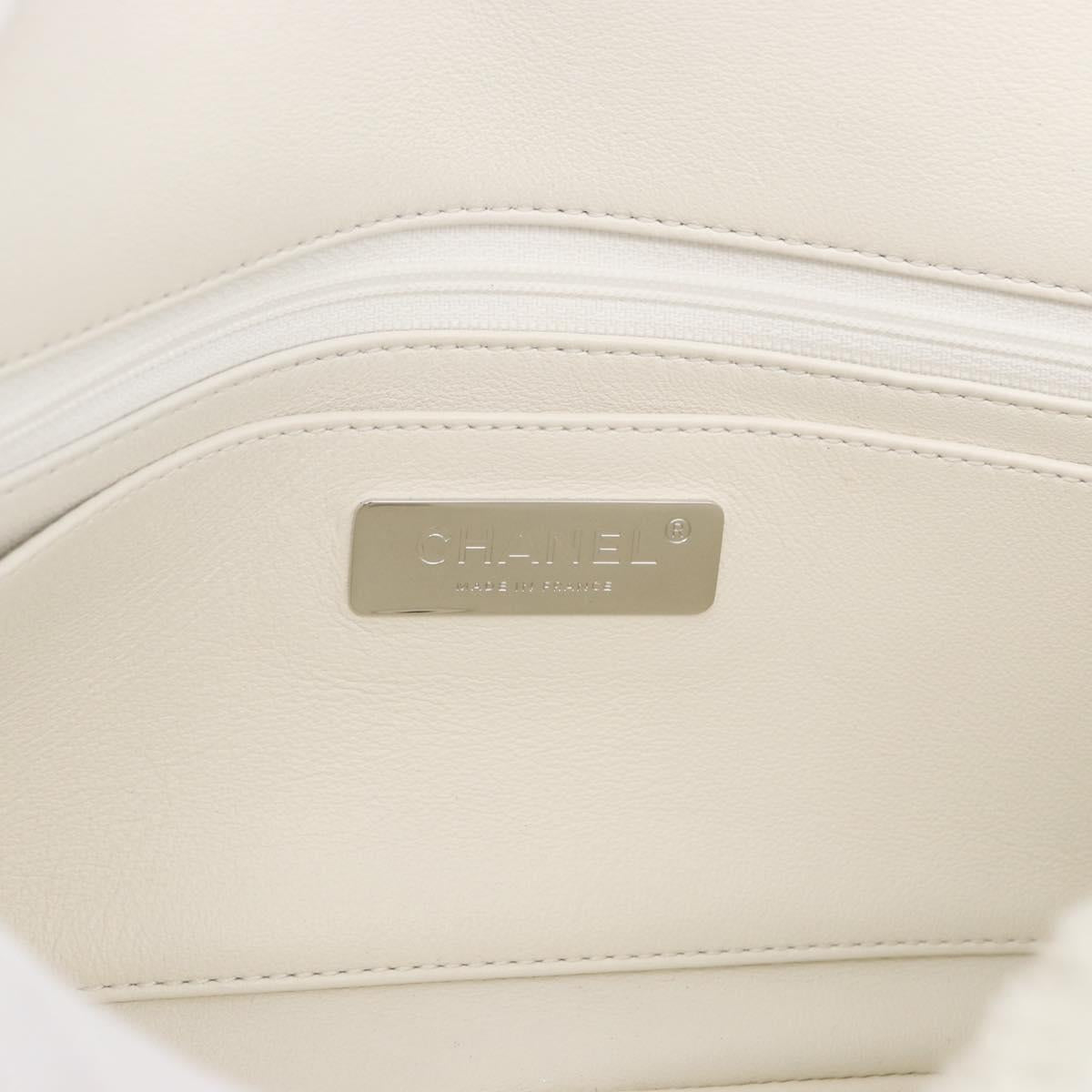 CHANEL Matelasse 25 Chain Shoulder Bag Mouton White Silver CC Auth 172561SM