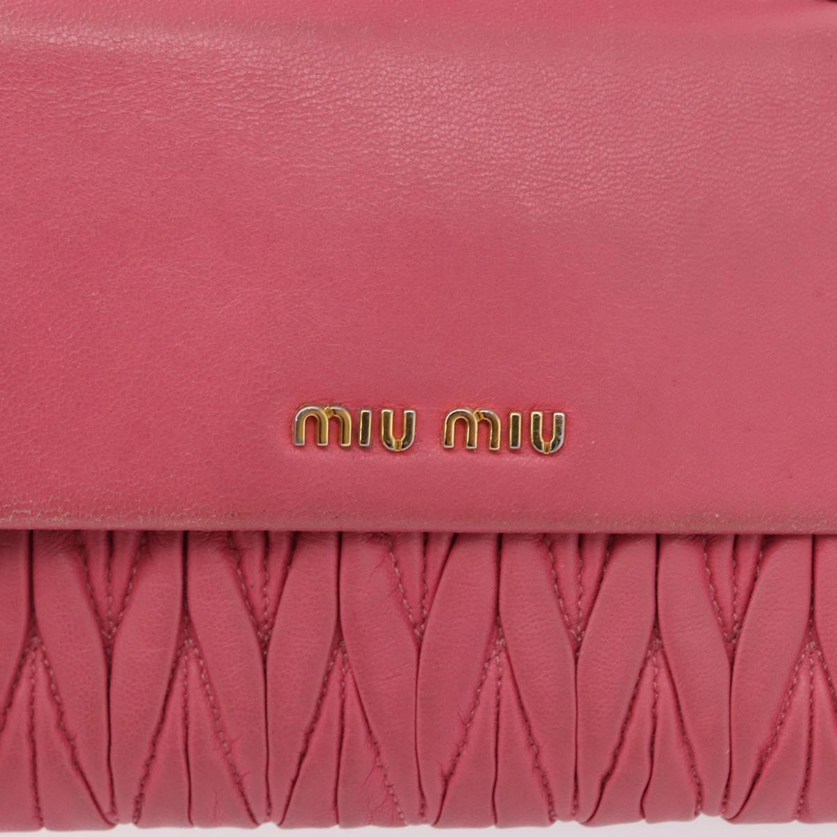Miu Miu Matelasse Wallet Hand Bag Leather Pink Gold Auth 172563