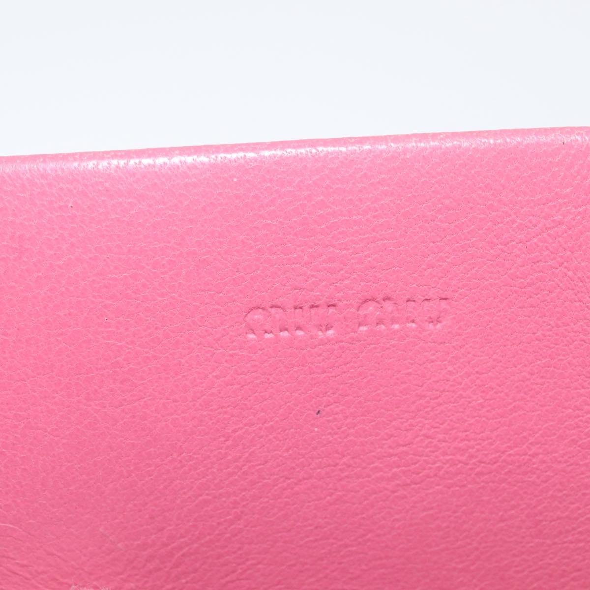 Miu Miu Matelasse Wallet Hand Bag Leather Pink Gold Auth 172563