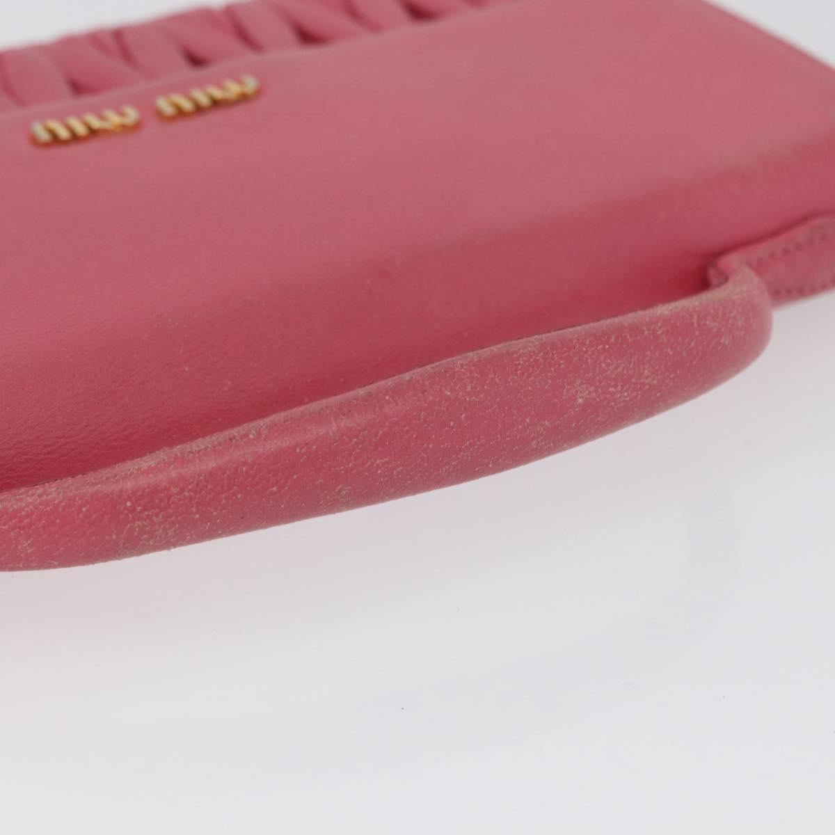 Miu Miu Matelasse Wallet Hand Bag Leather Pink Gold Auth 172563