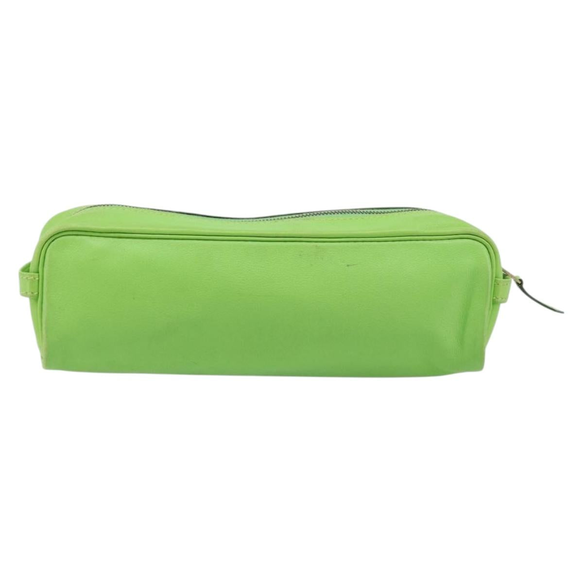 HERMES Scribe Pen Case Leather Light green Auth 172578