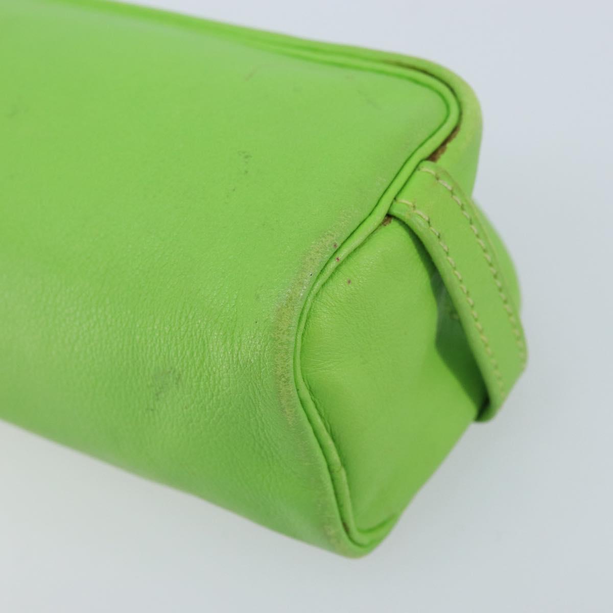 HERMES Scribe Pen Case Leather Light green Auth 172578