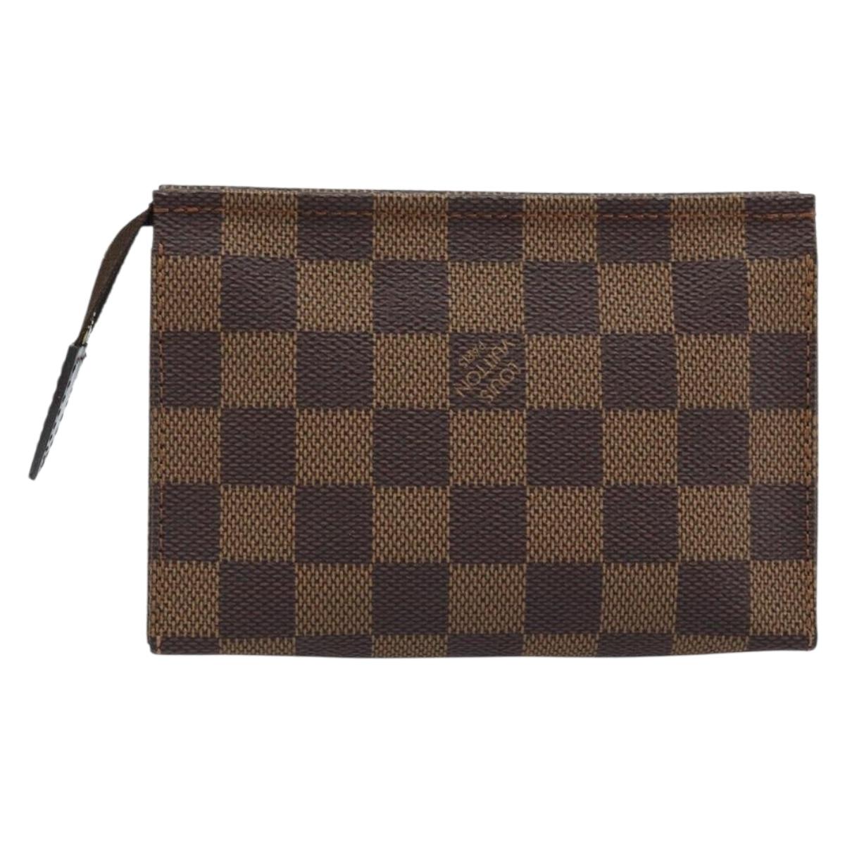 LOUIS VUITTON Damier Ebene Poche Toilette 15 Pouch N47548 LV Auth 172588V