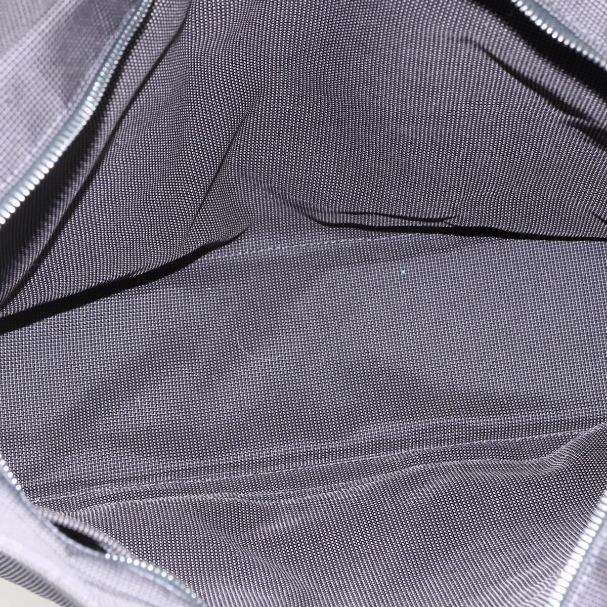 HERMES Her Line Tote MM Hand Bag Canvas Gray Silver Auth 172598