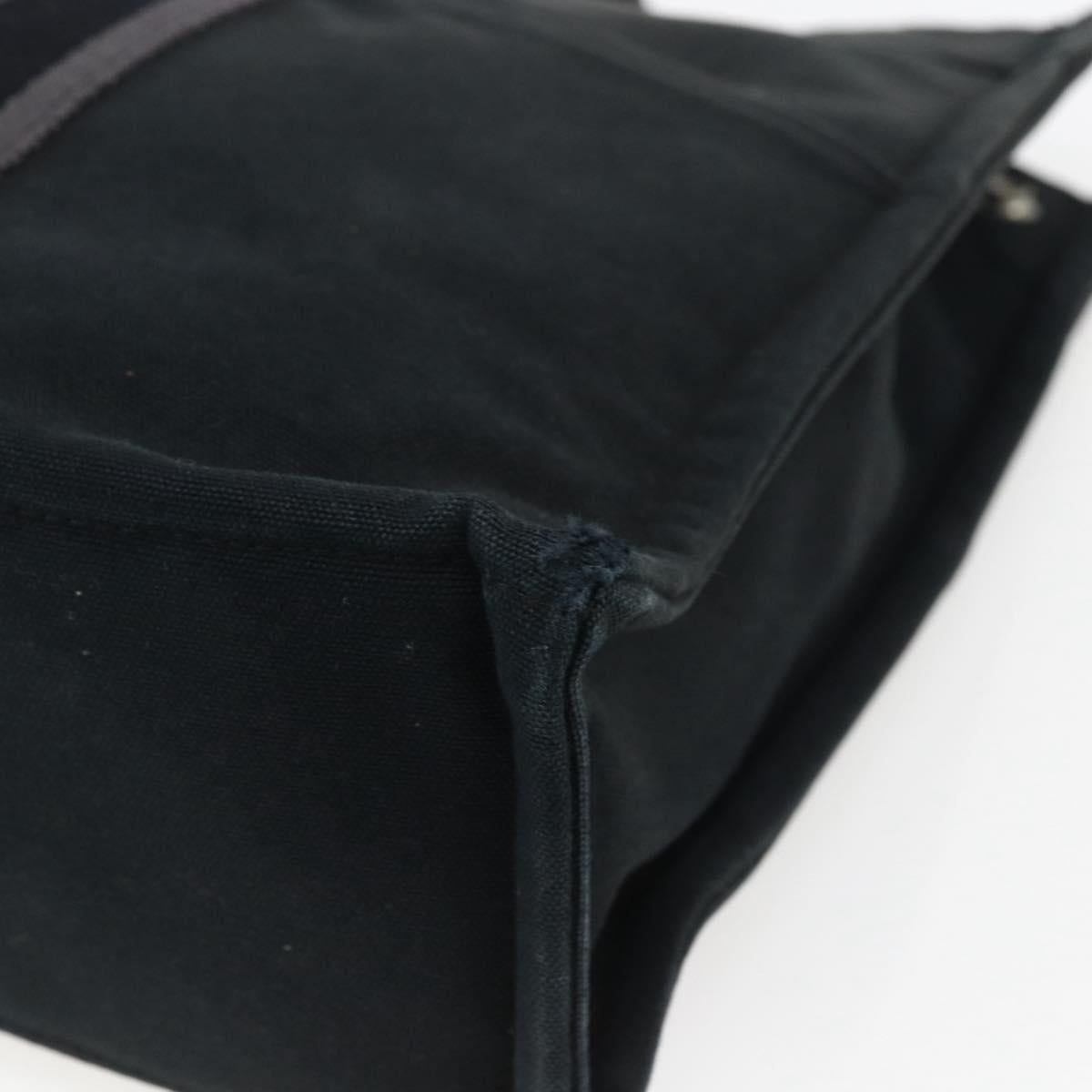 HERMES Fourre Tout MM Hand Bag Canvas Black Silver Auth 172610