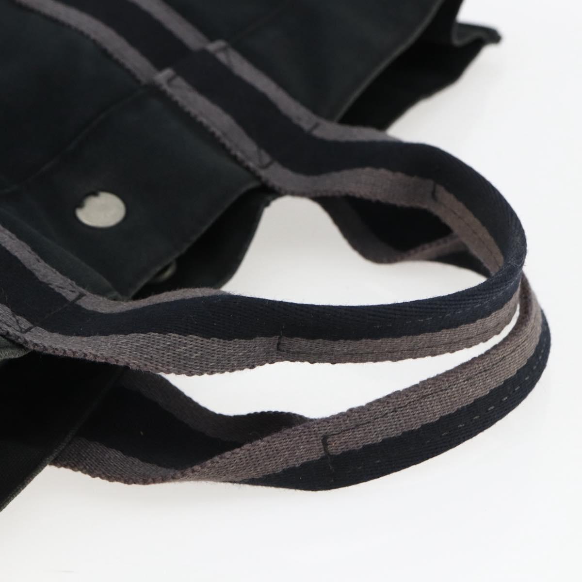 HERMES Fourre Tout MM Hand Bag Canvas Black Silver Auth 172610