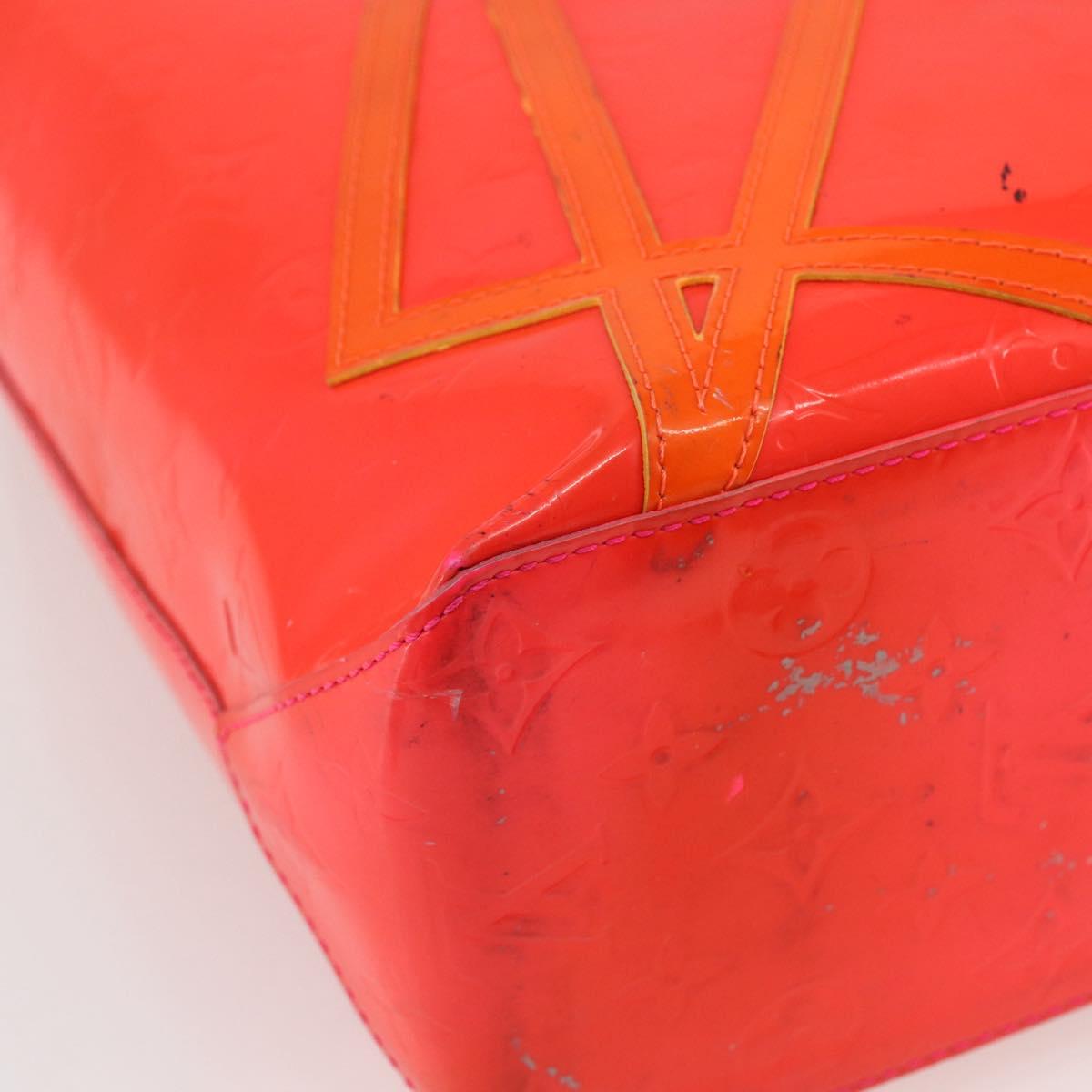 LOUIS VUITTON Monogram Vernis Fluo Reade MM Hand Bag Pink M91900 LV Auth 172626
