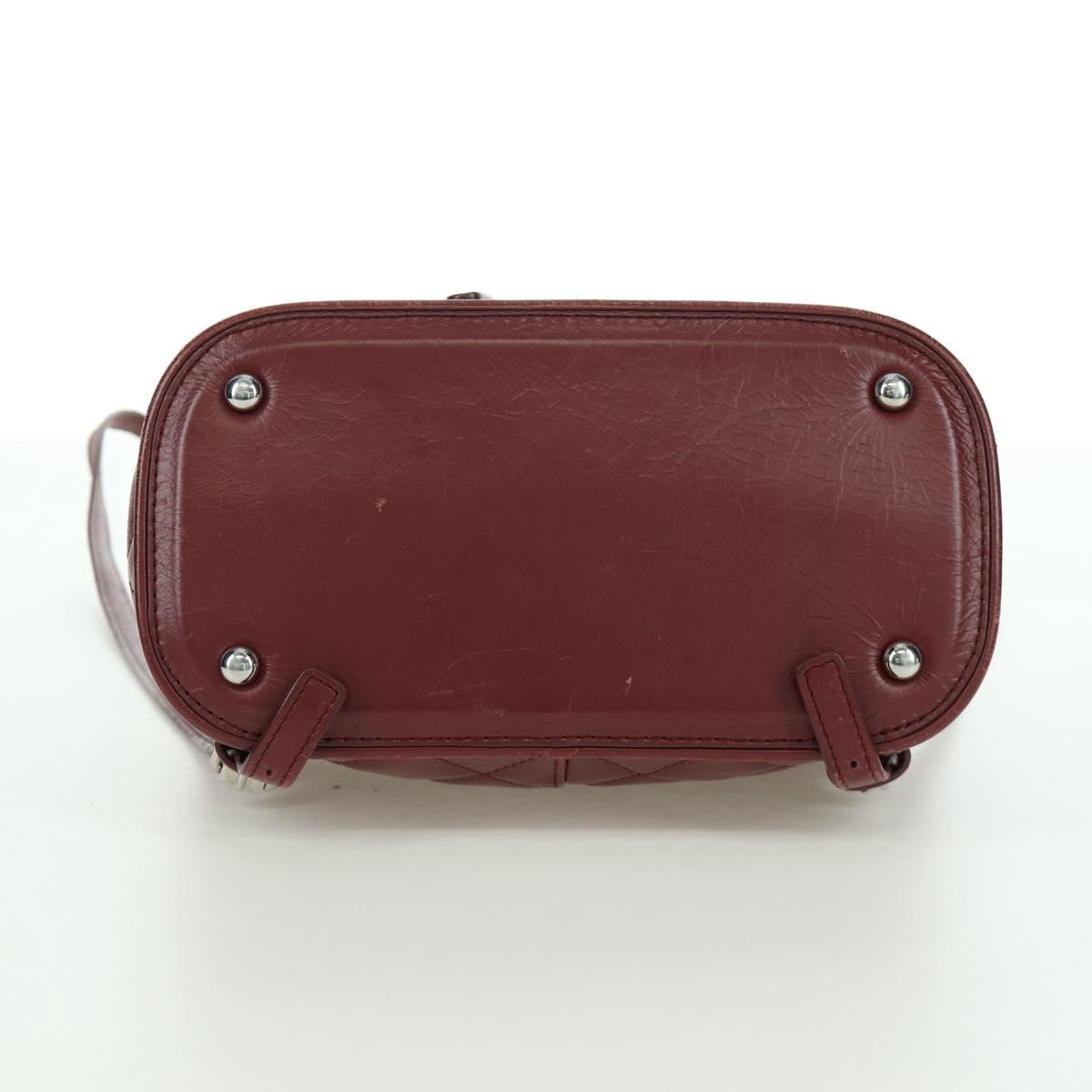 CHANEL Matelasse Chain Backpack Leather Bordeaux Silver CC Auth 172627A