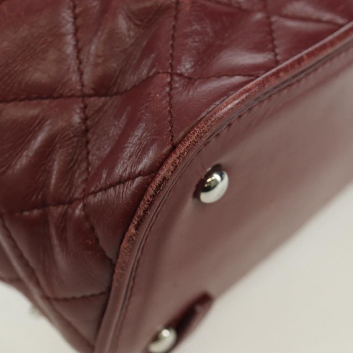 CHANEL Matelasse Chain Backpack Leather Bordeaux Silver CC Auth 172627A