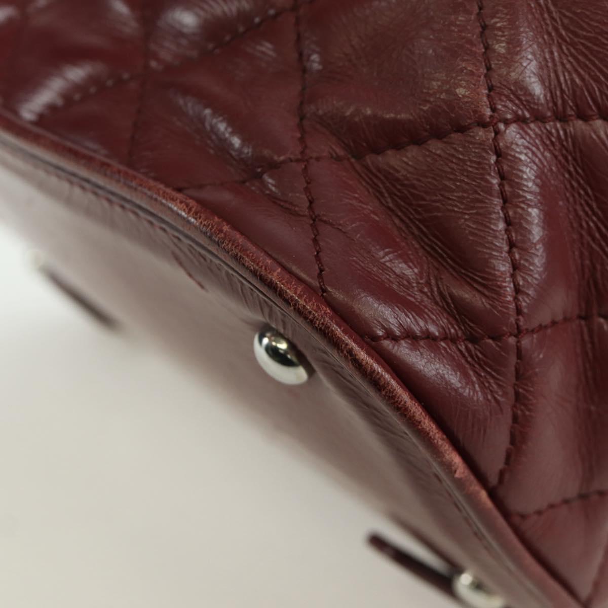 CHANEL Matelasse Chain Backpack Leather Bordeaux Silver CC Auth 172627A