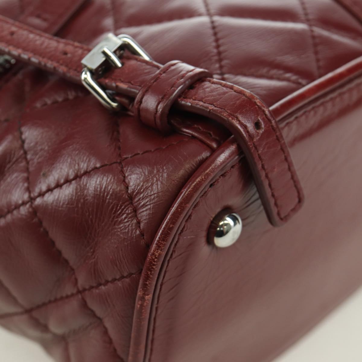 CHANEL Matelasse Chain Backpack Leather Bordeaux Silver CC Auth 172627A