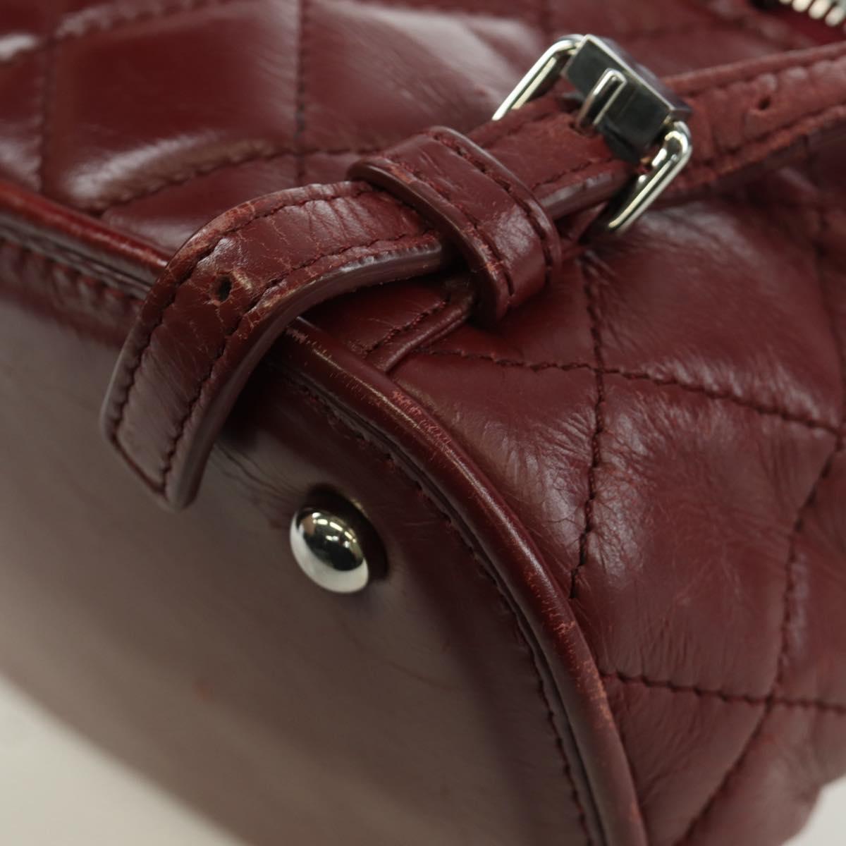 CHANEL Matelasse Chain Backpack Leather Bordeaux Silver CC Auth 172627A