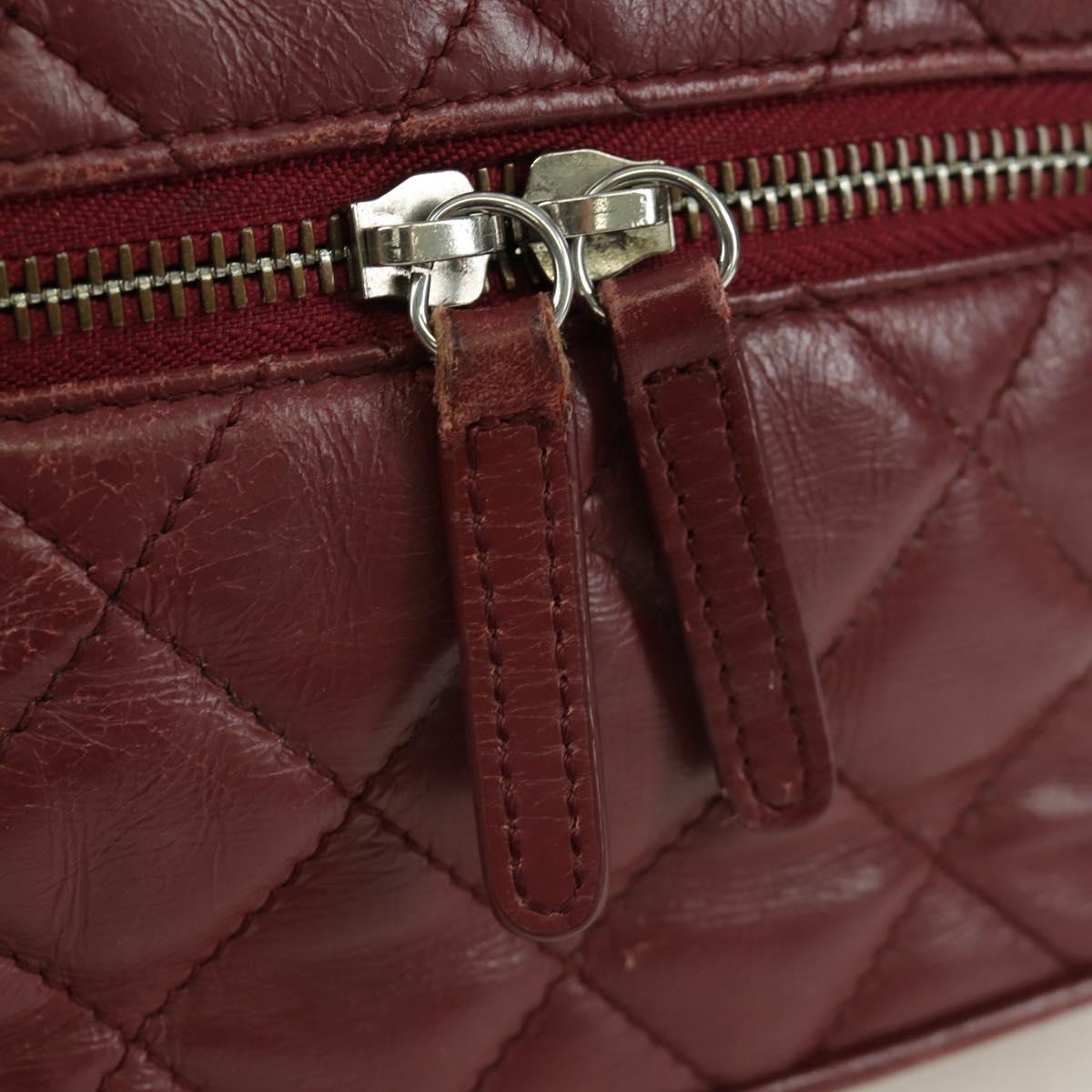 CHANEL Matelasse Chain Backpack Leather Bordeaux Silver CC Auth 172627A
