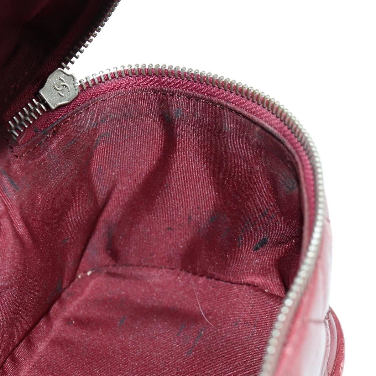 CHANEL Matelasse Chain Backpack Leather Bordeaux Silver CC Auth 172627A