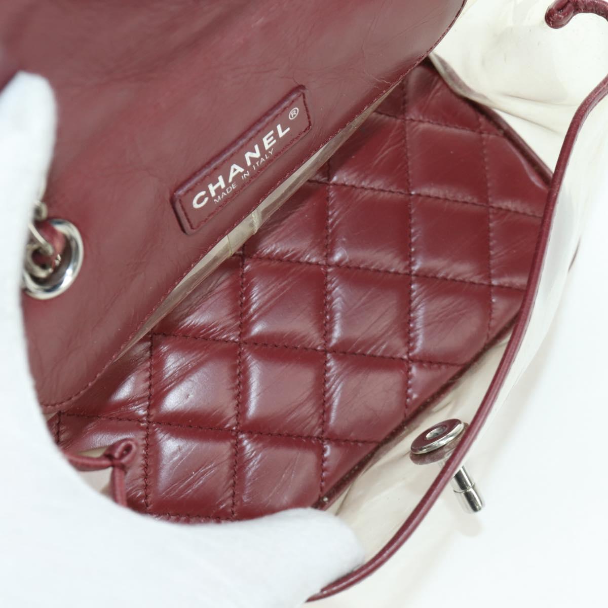 CHANEL Matelasse Chain Backpack Leather Bordeaux Silver CC Auth 172627A