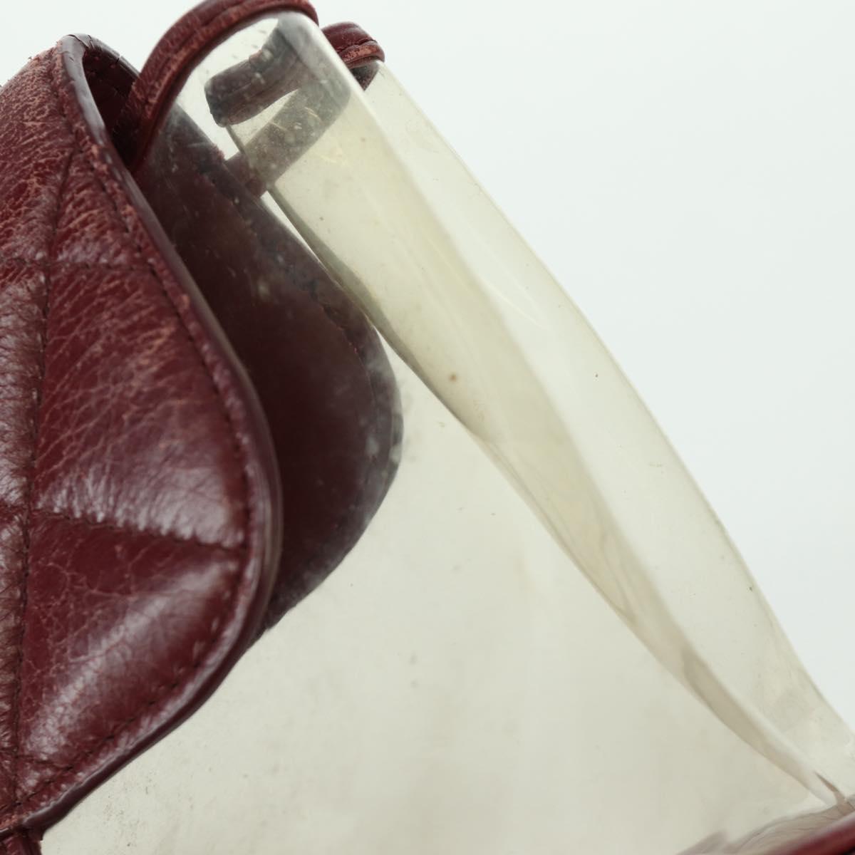 CHANEL Matelasse Chain Backpack Leather Bordeaux Silver CC Auth 172627A