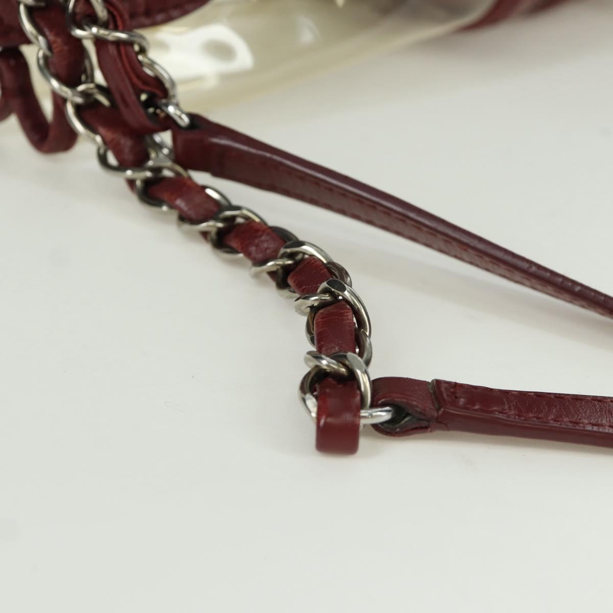 CHANEL Matelasse Chain Backpack Leather Bordeaux Silver CC Auth 172627A