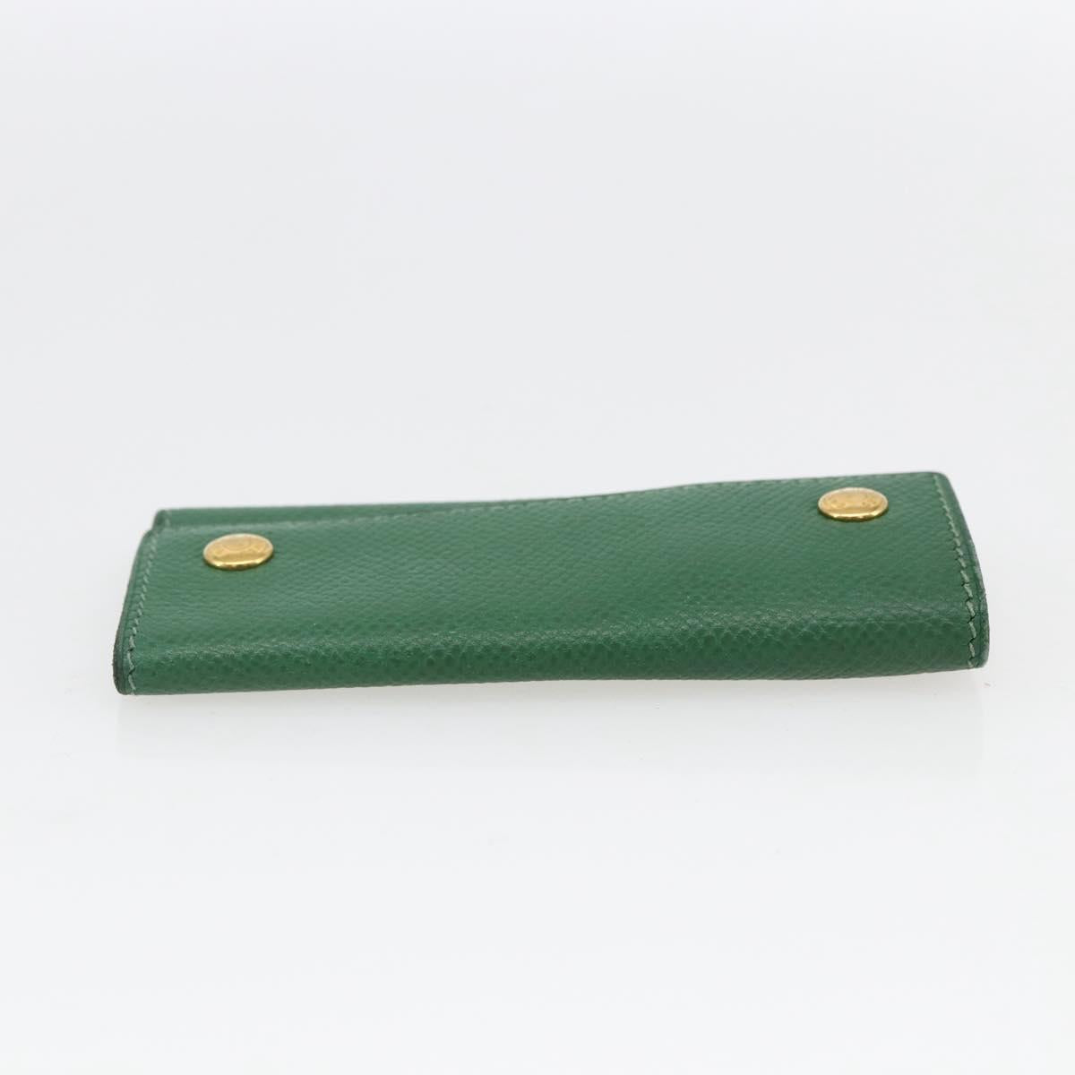 HERMES Etui Cle 4 Key Case Leather Green Gold Auth 172633