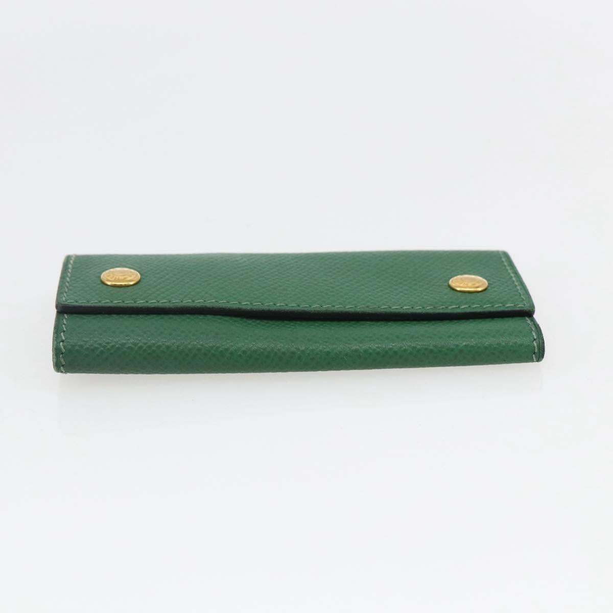 HERMES Etui Cle 4 Key Case Leather Green Gold Auth 172633