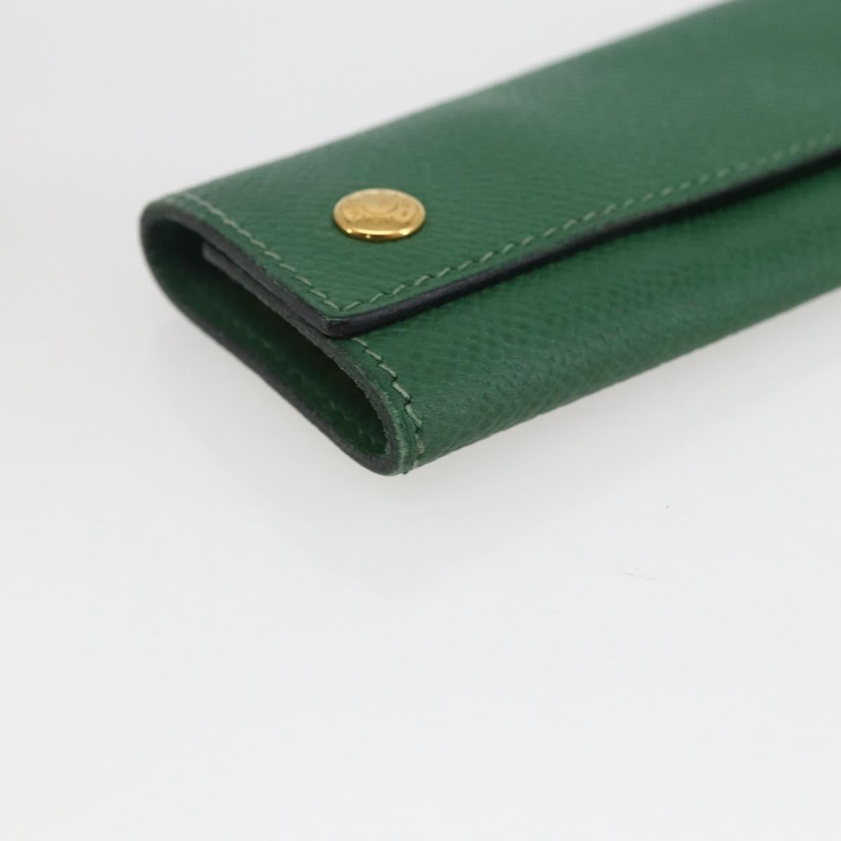 HERMES Etui Cle 4 Key Case Leather Green Gold Auth 172633