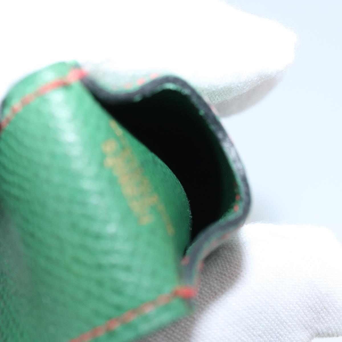 HERMES Pen Case Leather Green Auth 172634