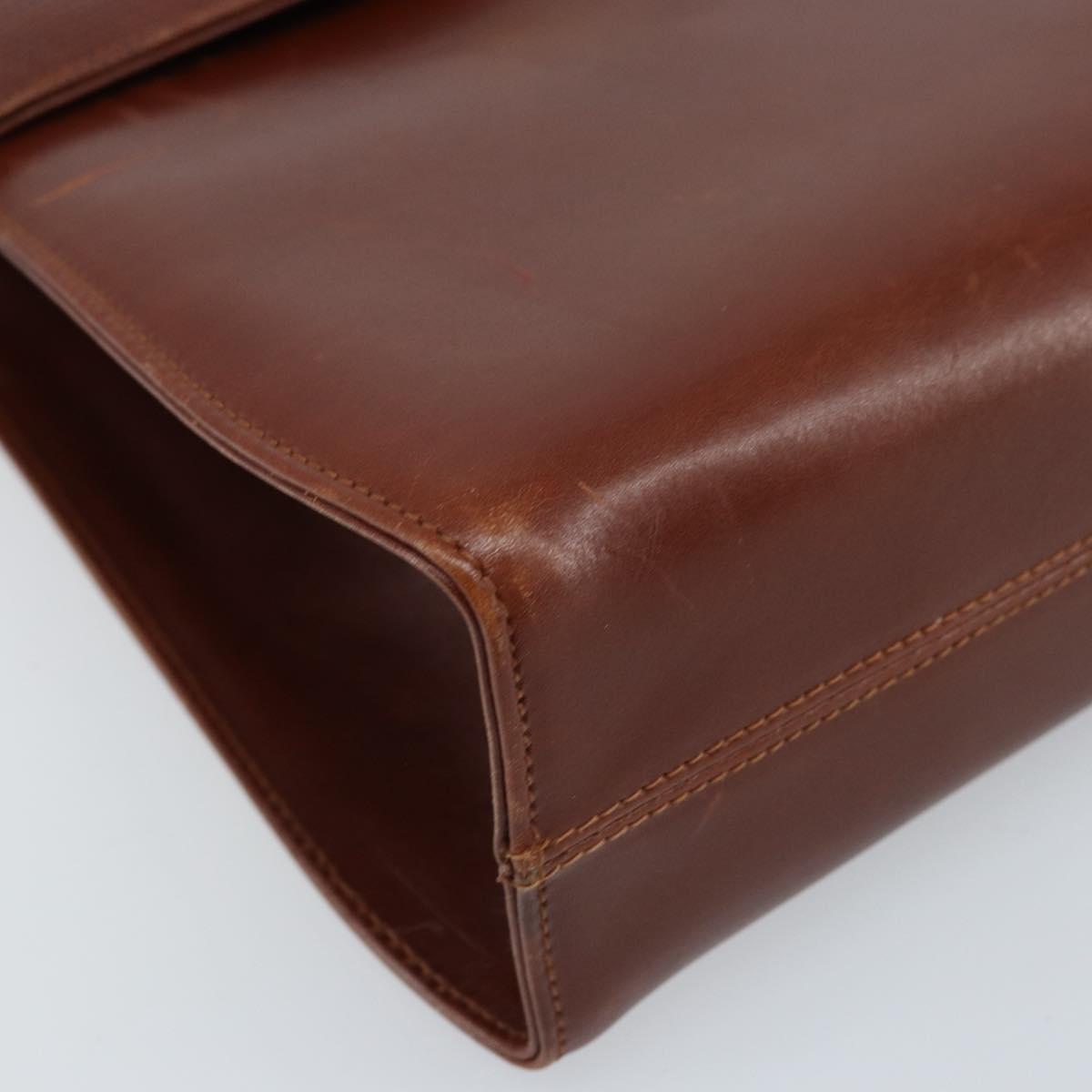 Salvatore Ferragamo Gancini Shoulder Bag Leather Brown Gold Auth 172650