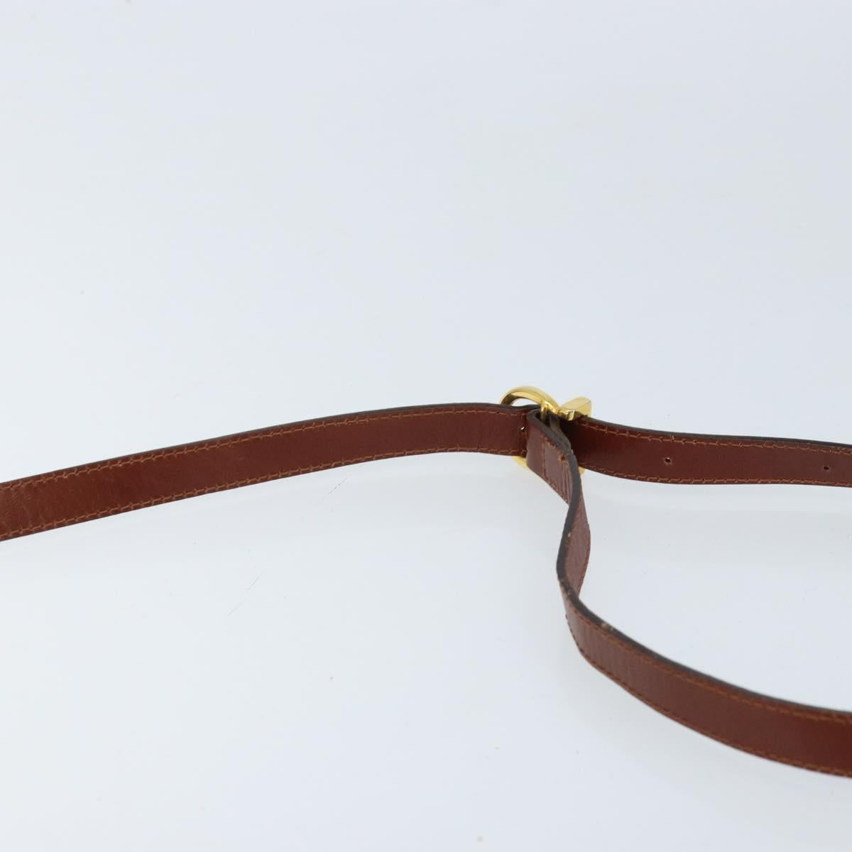 Salvatore Ferragamo Gancini Shoulder Bag Leather Brown Gold Auth 172650