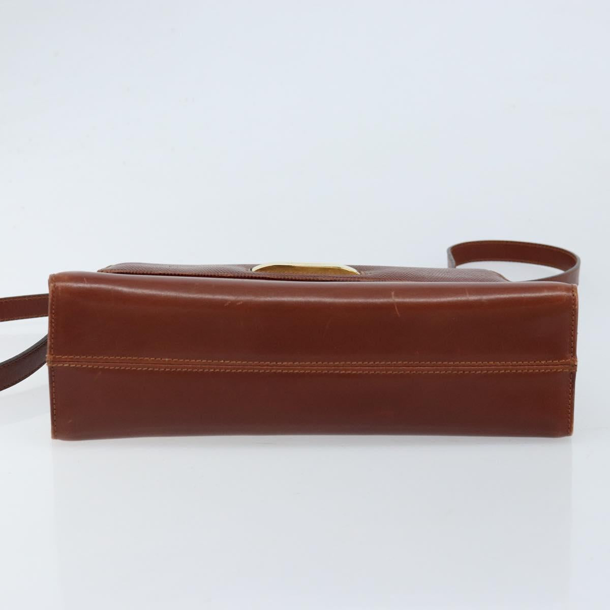 Salvatore Ferragamo Gancini Shoulder Bag Leather Brown Gold Auth 172650