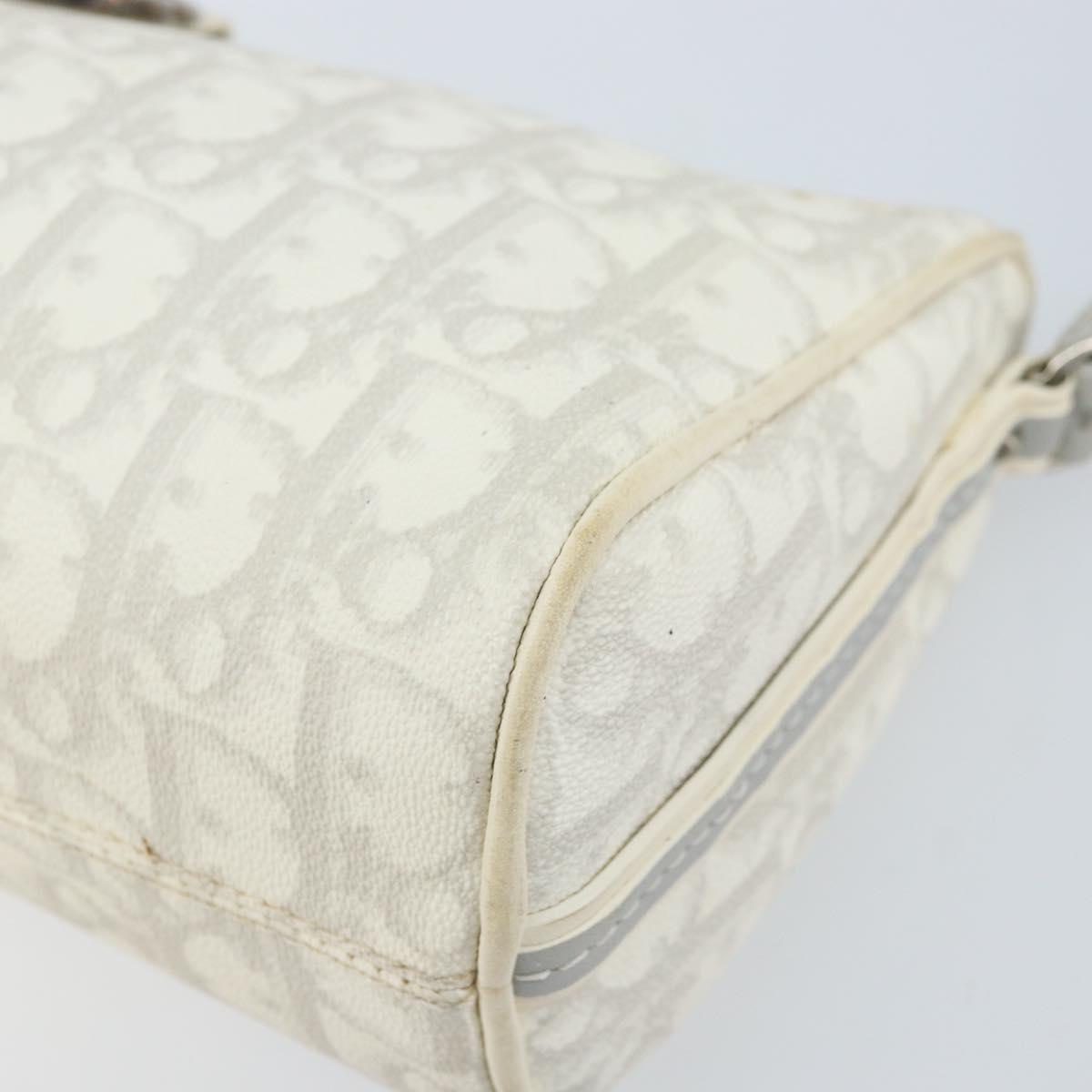 Christian Dior Trotter Romantic Shoulder Bag PVC White Silver Auth 172653A