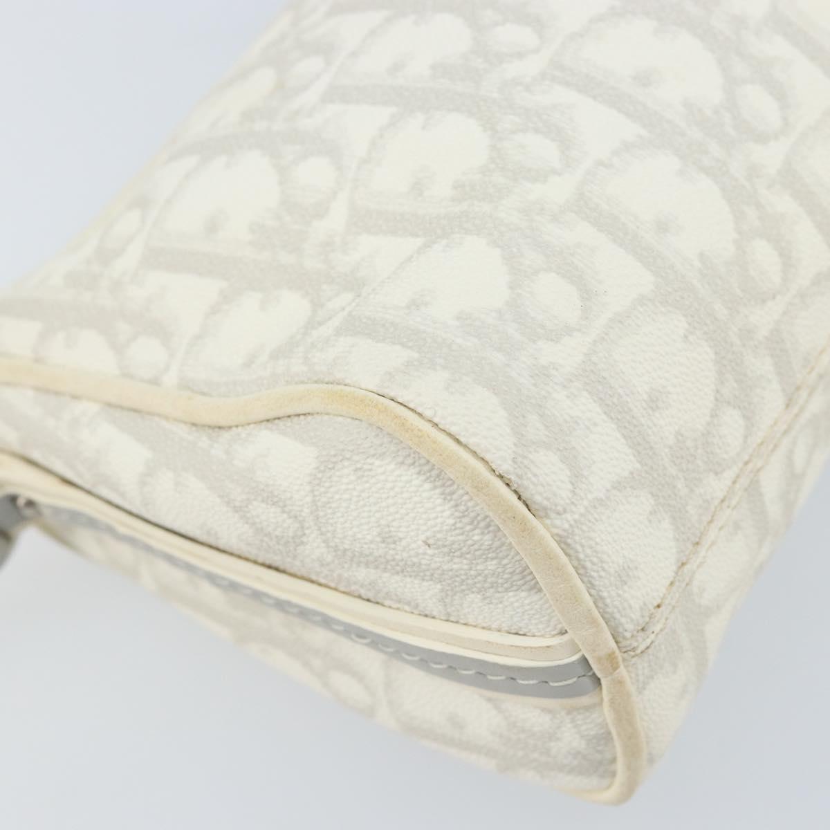 Christian Dior Trotter Romantic Shoulder Bag PVC White Silver Auth 172653A