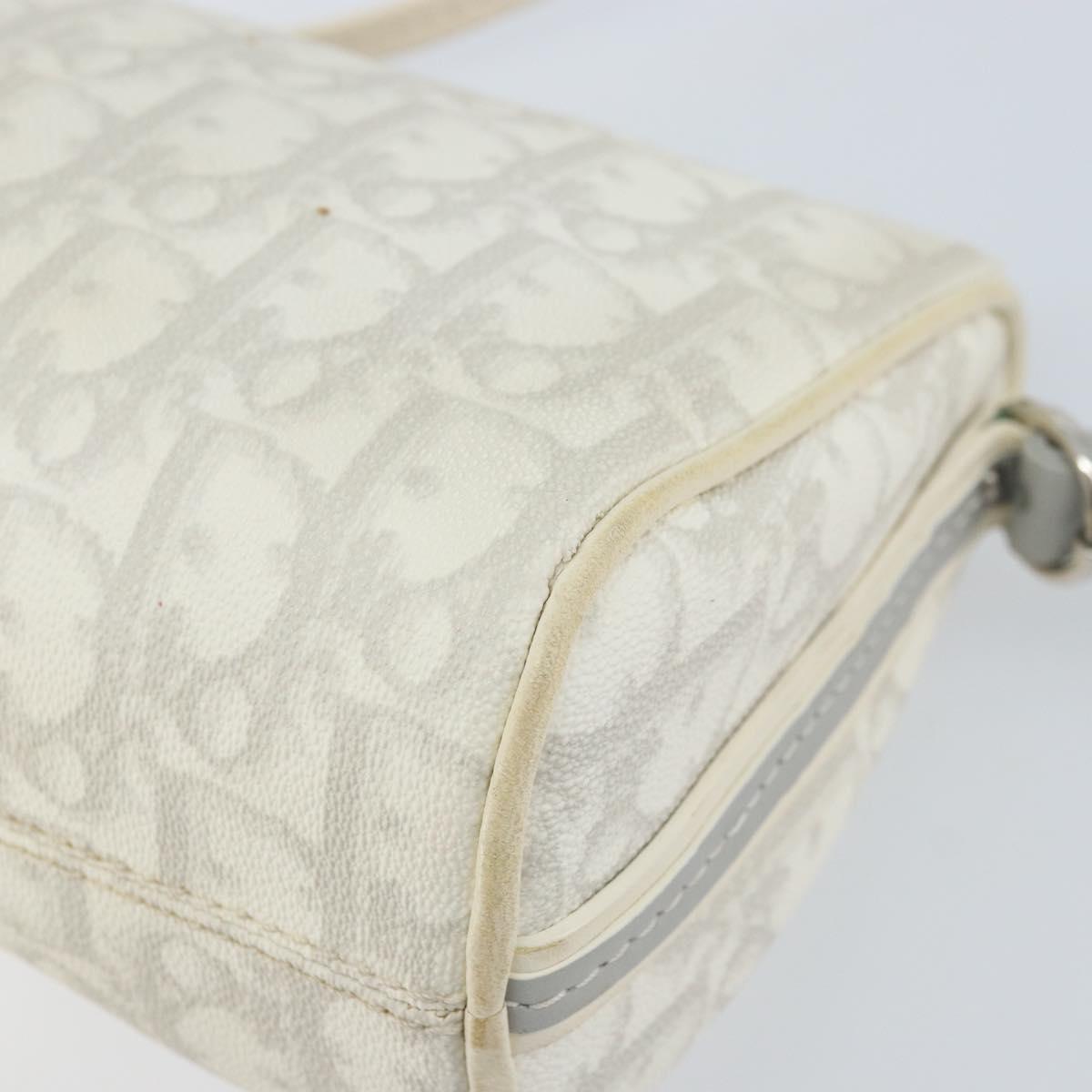 Christian Dior Trotter Romantic Shoulder Bag PVC White Silver Auth 172653A