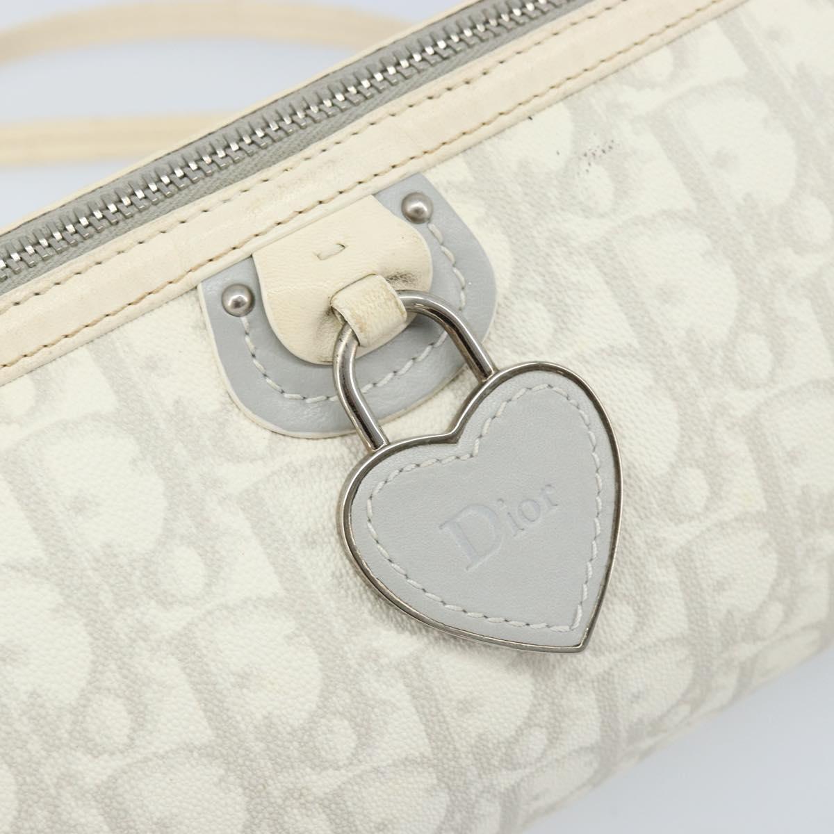 Christian Dior Trotter Romantic Shoulder Bag PVC White Silver Auth 172653A