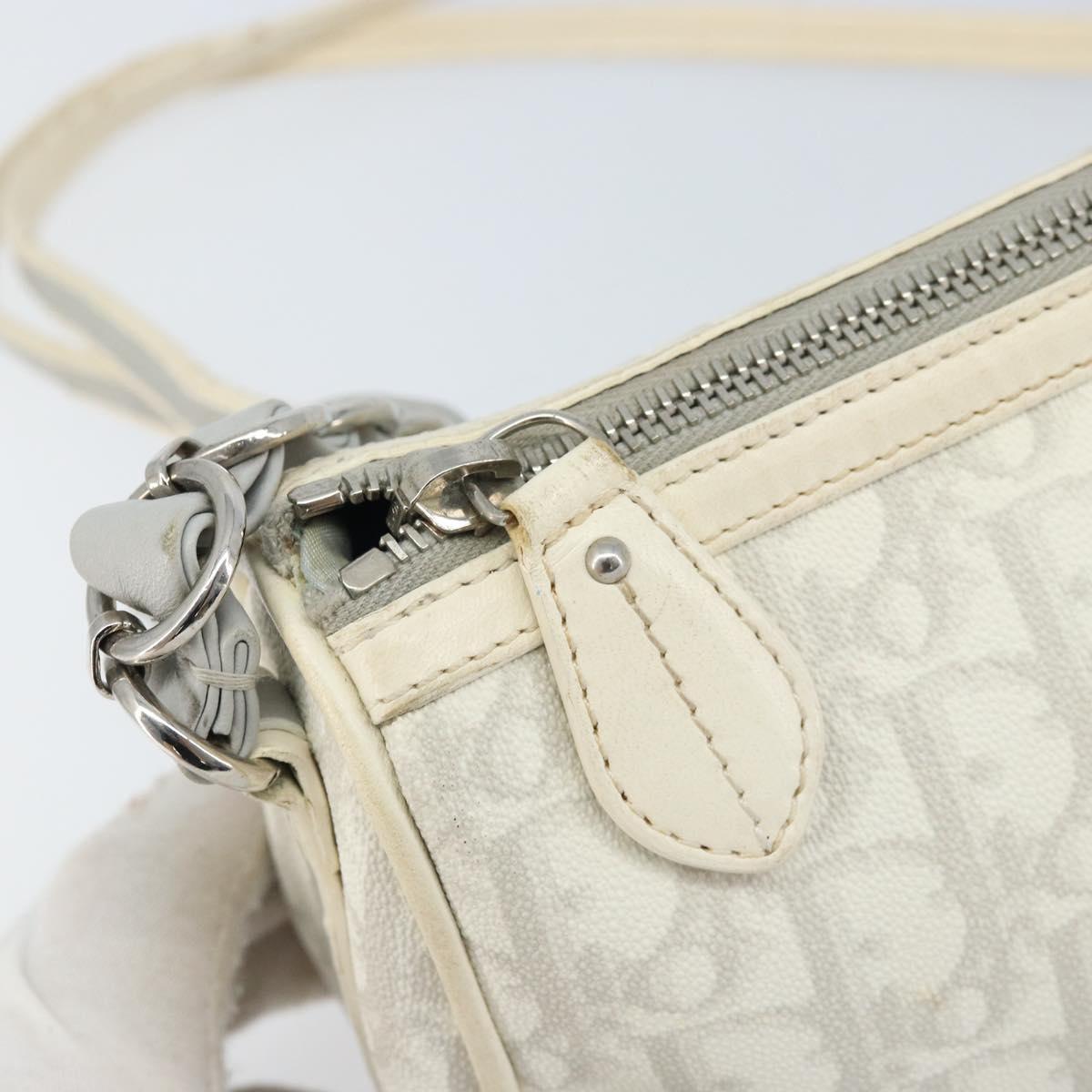 Christian Dior Trotter Romantic Shoulder Bag PVC White Silver Auth 172653A