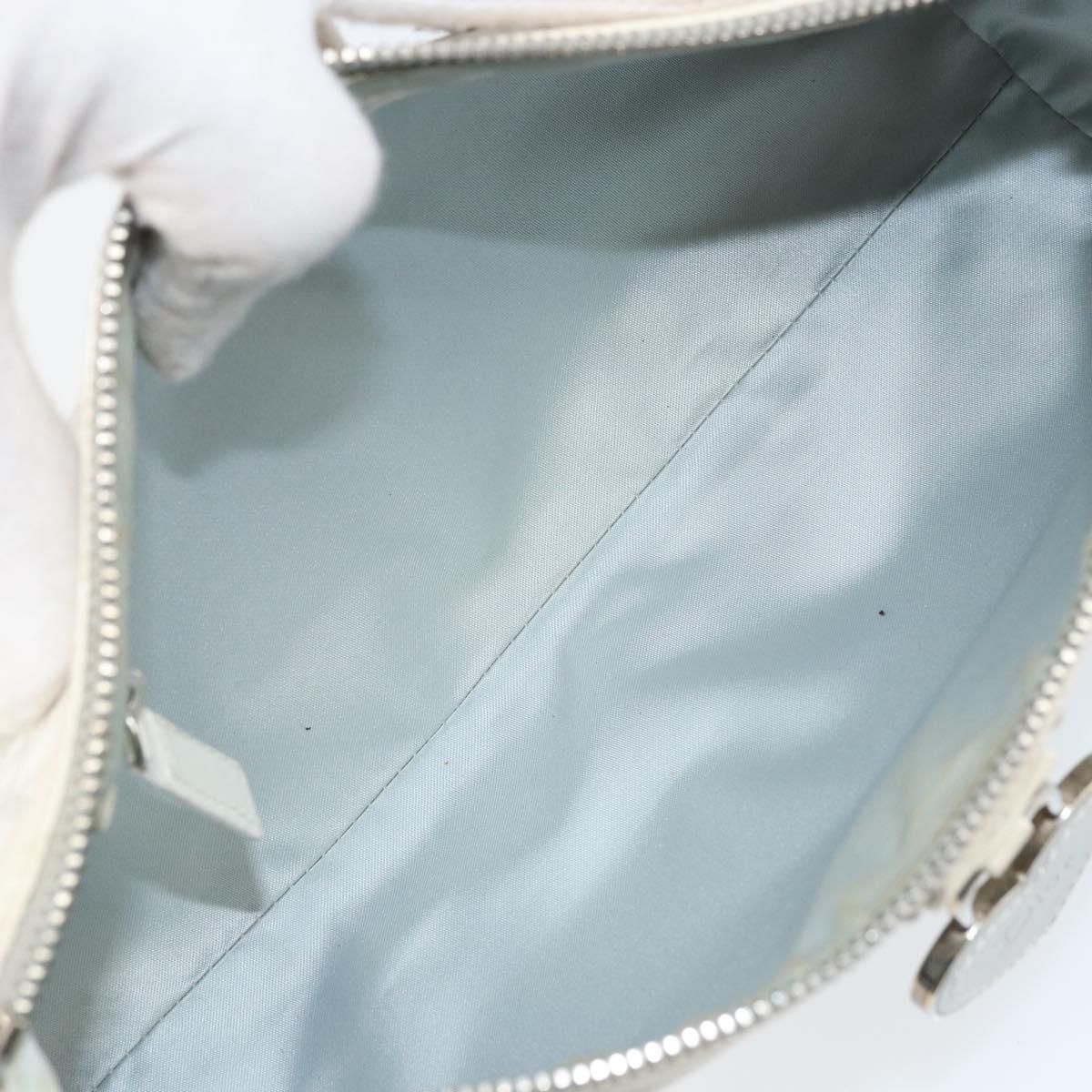 Christian Dior Trotter Romantic Shoulder Bag PVC White Silver Auth 172653A