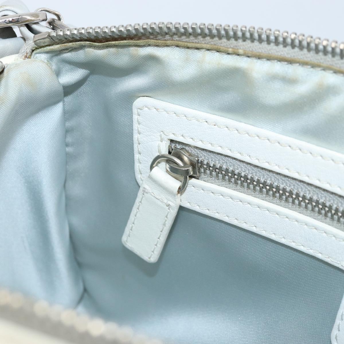 Christian Dior Trotter Romantic Shoulder Bag PVC White Silver Auth 172653A