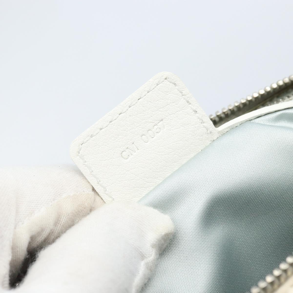 Christian Dior Trotter Romantic Shoulder Bag PVC White Silver Auth 172653A