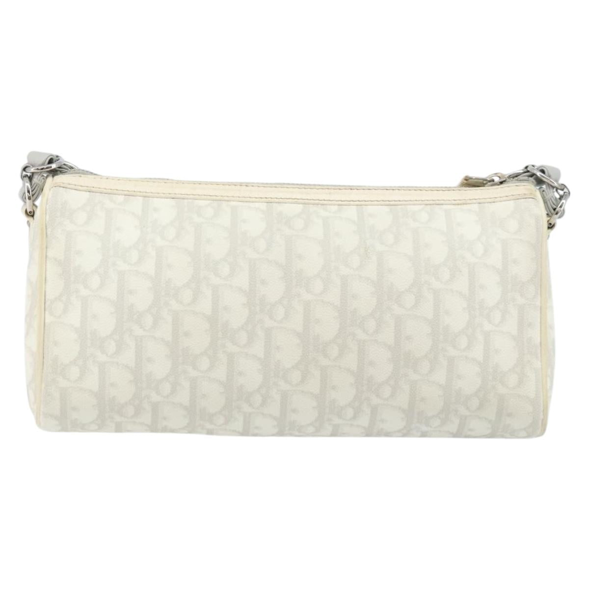 Christian Dior Trotter Romantic Shoulder Bag PVC White Silver Auth 172653A