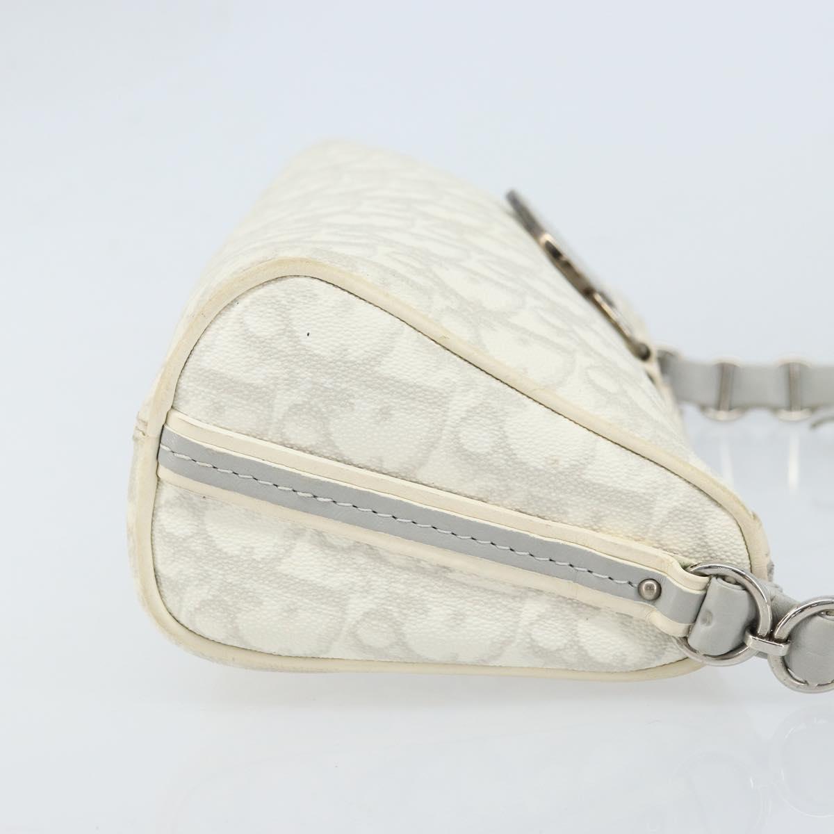 Christian Dior Trotter Romantic Shoulder Bag PVC White Silver Auth 172653A