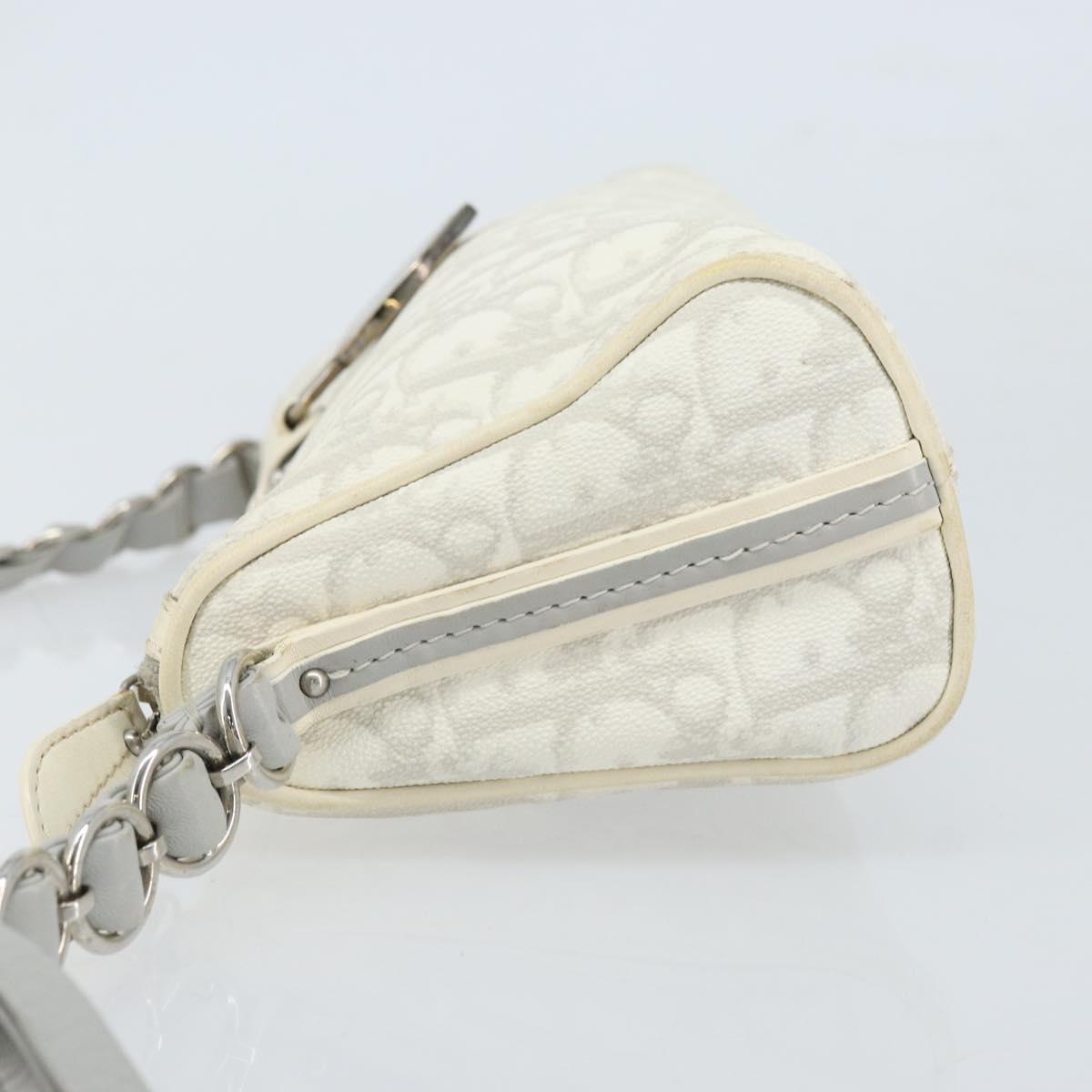 Christian Dior Trotter Romantic Shoulder Bag PVC White Silver Auth 172653A