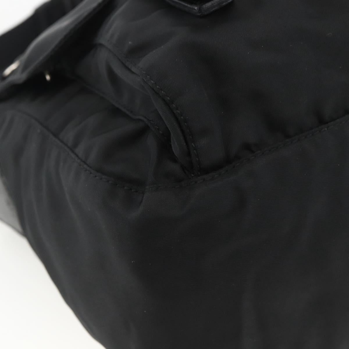 PRADA Shoulder Bag Nylon Black Silver Auth 172664