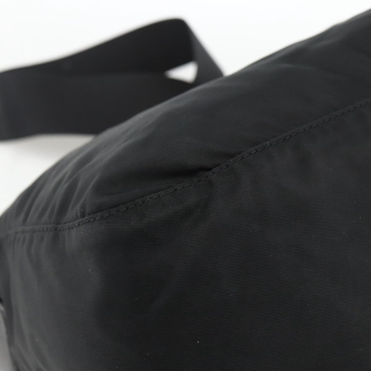 PRADA Shoulder Bag Nylon Black Silver Auth 172664