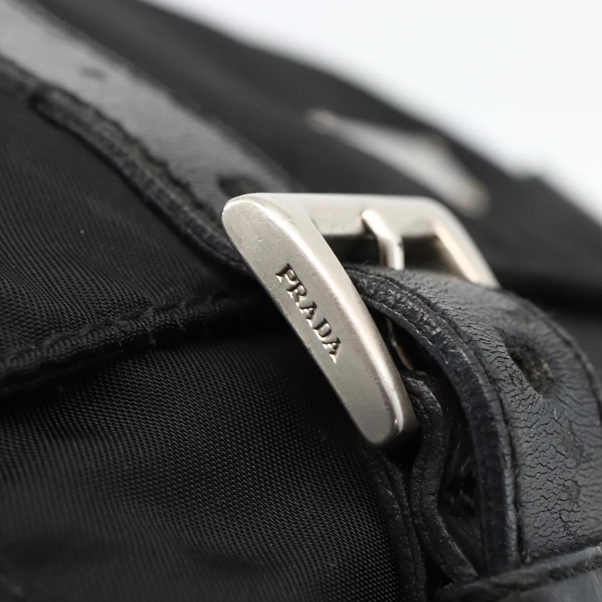 PRADA Shoulder Bag Nylon Black Silver Auth 172664