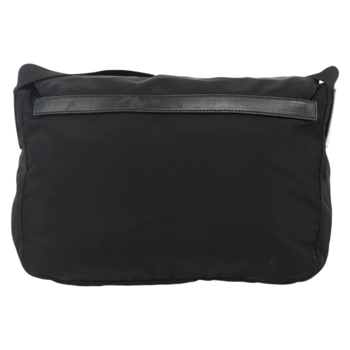 PRADA Shoulder Bag Nylon Black Silver Auth 172664