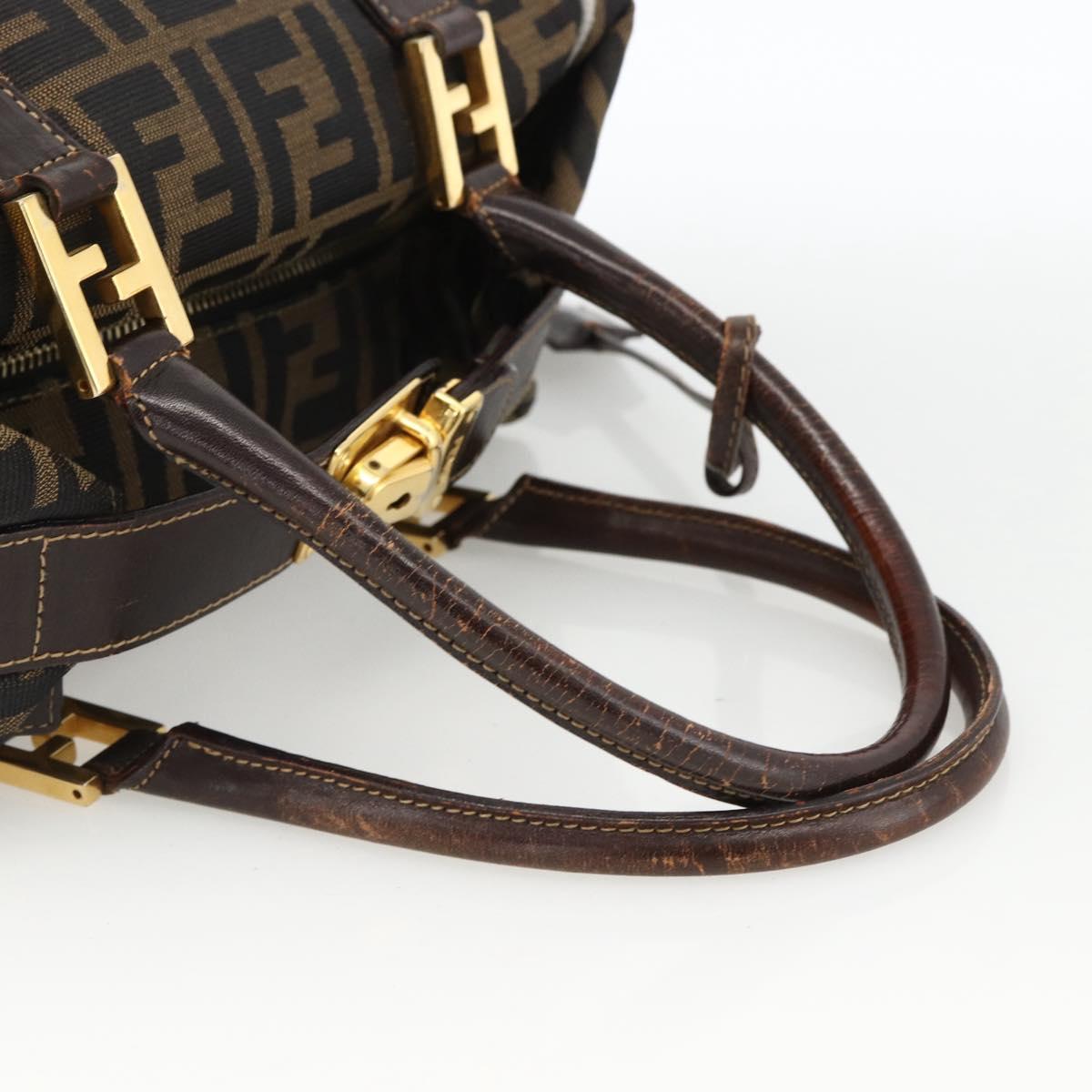 FENDI Zucca Canvas Hand Bag Black Brown Auth 172665